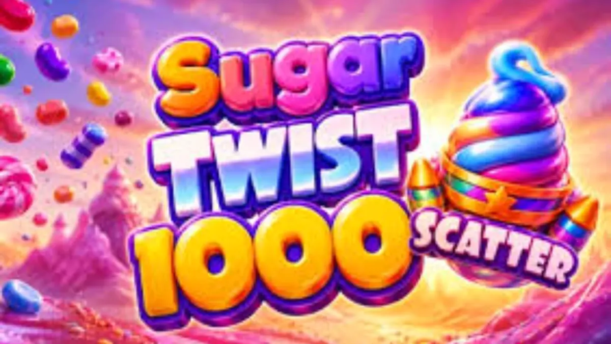 Interface vibrante e colorida do jogo Sugar Twist 1000 com doces e grade 7x7