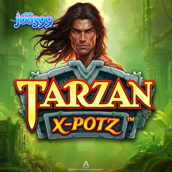 Interface do jogo de slot Tarzan X-Potz com temática de selva e totens multiplicadores.